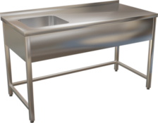 Nerezový mycí stůl s lisovaným dřezem